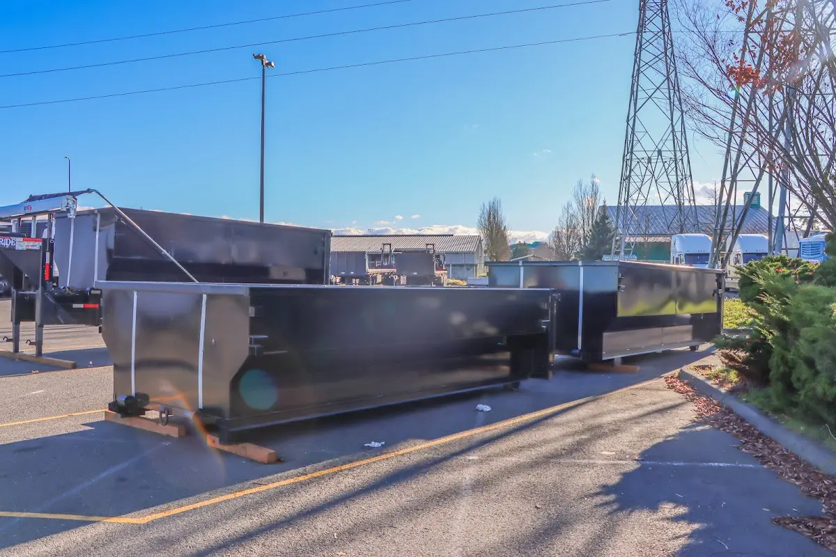 Roll-off dumpster ready for waste disposal at job site for 8 Yard Dumpster Rental in Wells Branch
